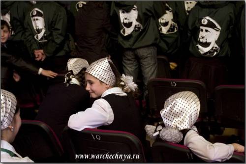 Supporters gather at a meeting with Chechnyan President R...